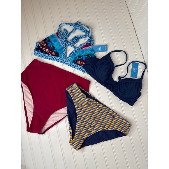 NWT Cupshe Two Peace Swimsuit Bikini Beach High Waist & Hipster BUNDLE Size M - Picture 1 of 5